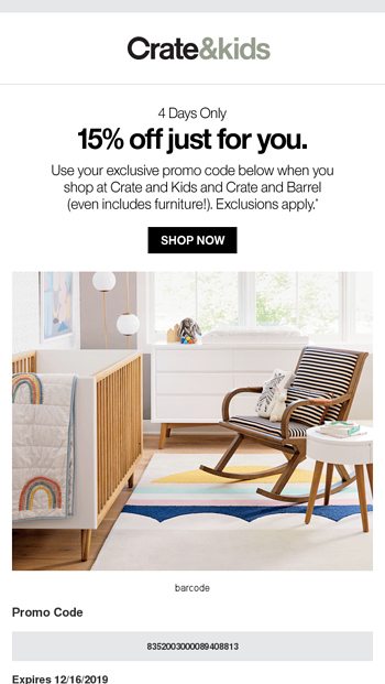 15 Off Right Now Even Furniture Crate And Barrel Email