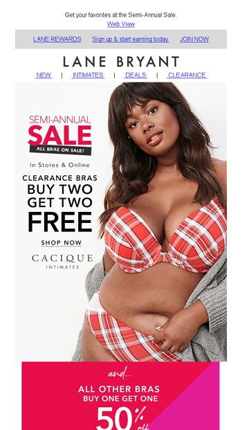 Lane Bryant: Bra Sale – Buy Two Get Two Free! $12 Each!
