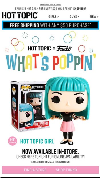 hot topic free shipping to store