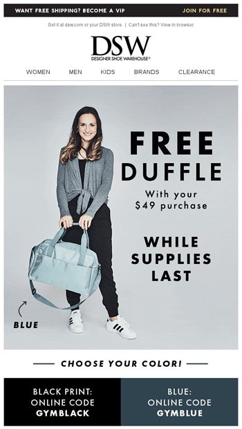 FREE Duffle with your $49 purchase 