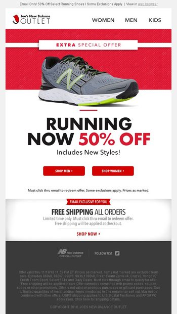 joe's new balance free shipping code