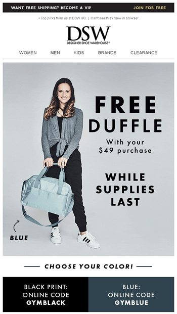 dsw gray duffle bag