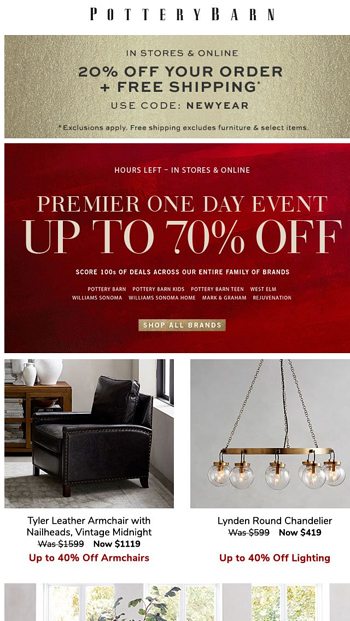 Free furniture shipping pottery outlet barn