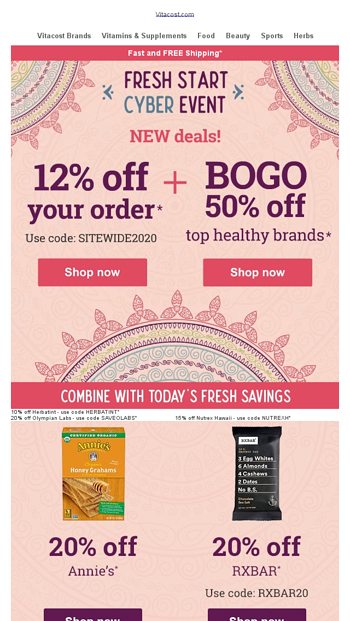 12 off Sitewide  Buy 1 Get 1 50 off