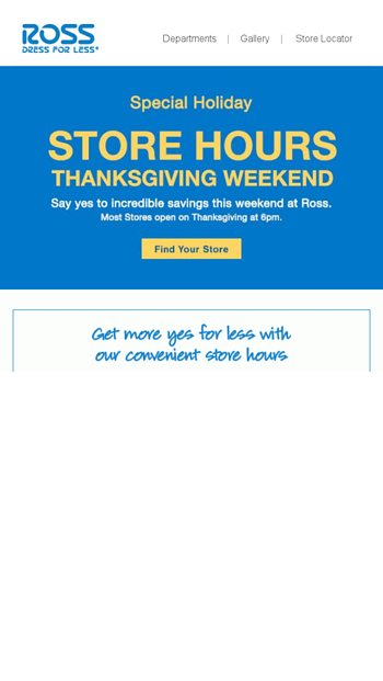 ross stores thanksgiving hours