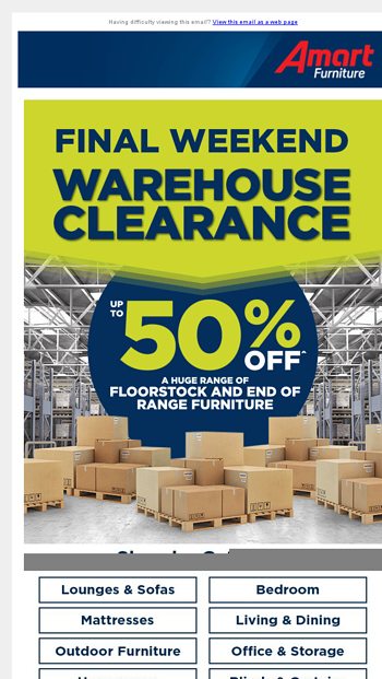 Amart warehouse deals clearance