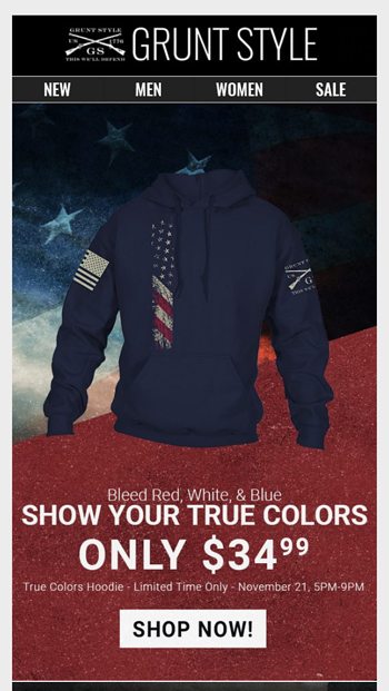 grunt style true colors hoodie