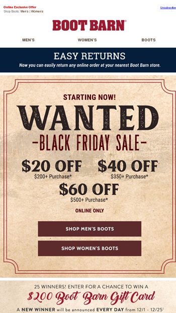 Black Friday STARTS NOW! - Boot Barn 