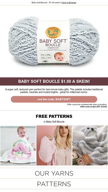 lion brand baby soft boucle yarn – Skeins and Stitches