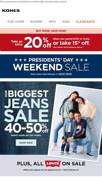 kohls sale levis