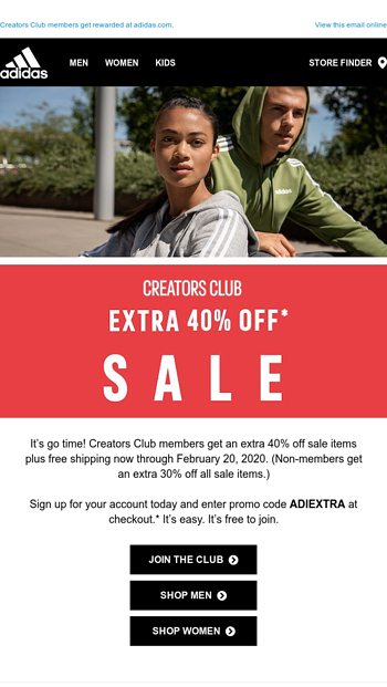 adidas creators club 40 off