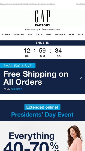 gap presidents day sale