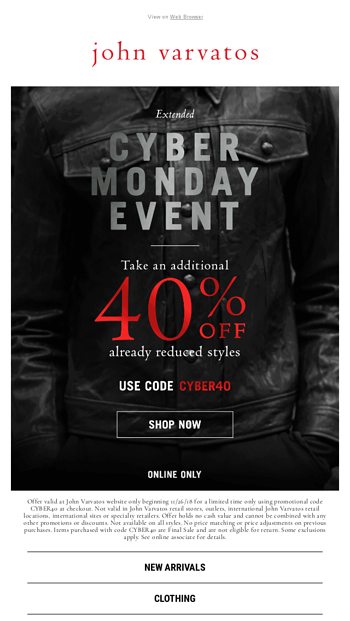 John varvatos discount promotion code