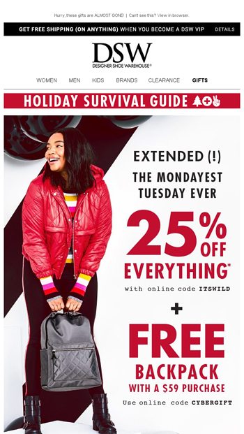 Dsw free backpack on sale code