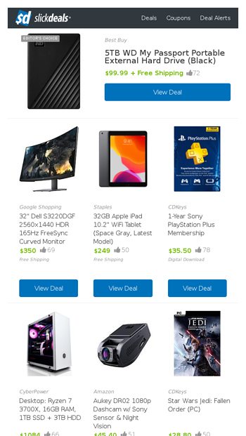 Slickdeals | Trending Frontpage Deals - Slickdeals Email Archive