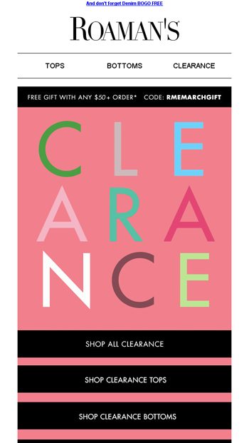 roamans clearance tops