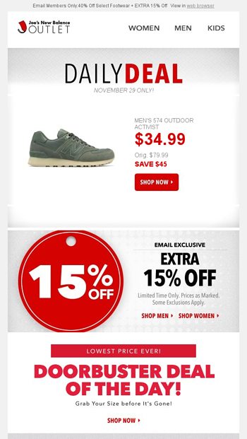 joe's new balance deal of the day