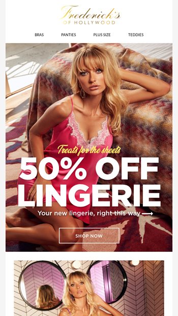 Black Friday is Back! 7/$20 Panties + $19 Bras + 50% Off Lingerie -  Frederick's of Hollywood Email Archive