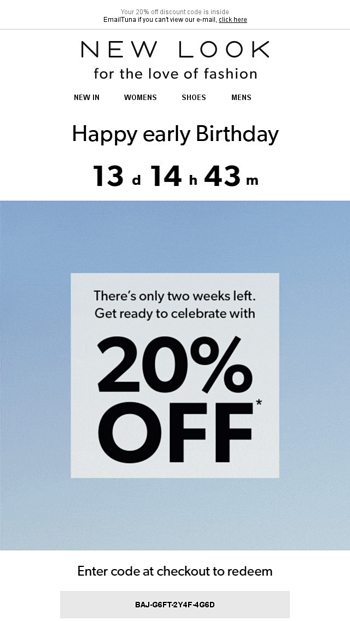 new look birthday discount