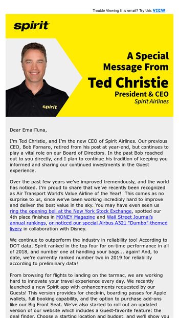 A Message from our President & CEO, Ted Christie - Spirit Airlines ...