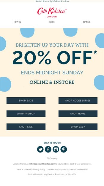 20% off to brighten up your day! - Cath 