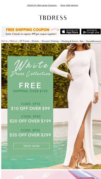 tb dresses white