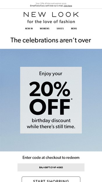 new look birthday discount