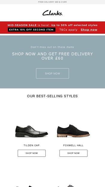 clarks free delivery