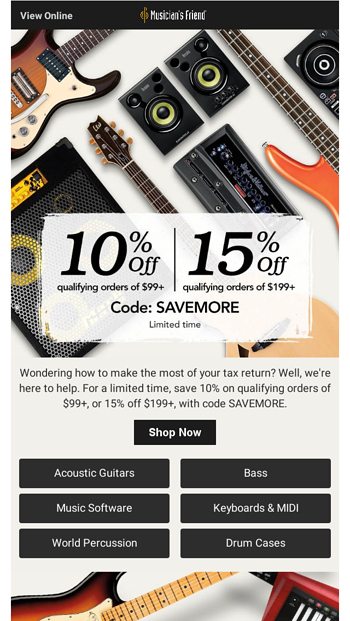 Buy More Save More Musician S Friend Email Archive