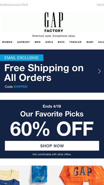 gap factory offers