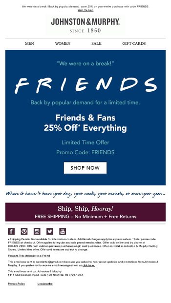 johnston murphy promotional code