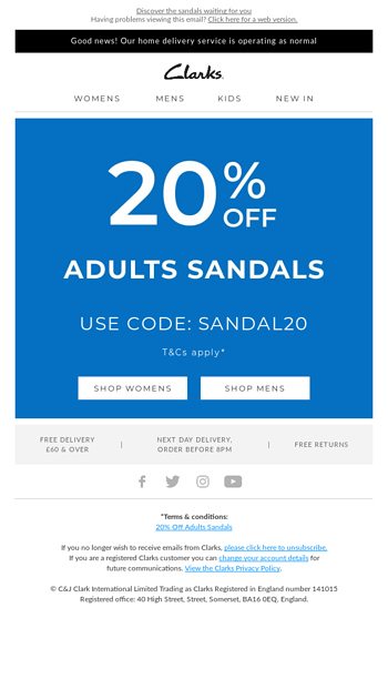 20% off all sandals | treat your feet 