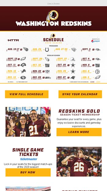 Redskins 2020 Schedule Is Here 