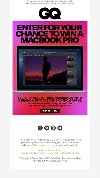 Win A New Macbook Pro To Upgrade Your Wfh Life Gq Magazine Email Archive