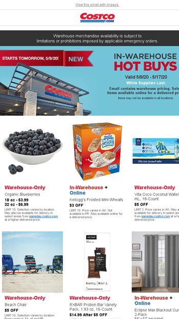 In Warehouse Hot Buys Start Tomorrow Plus Member Only Savings End