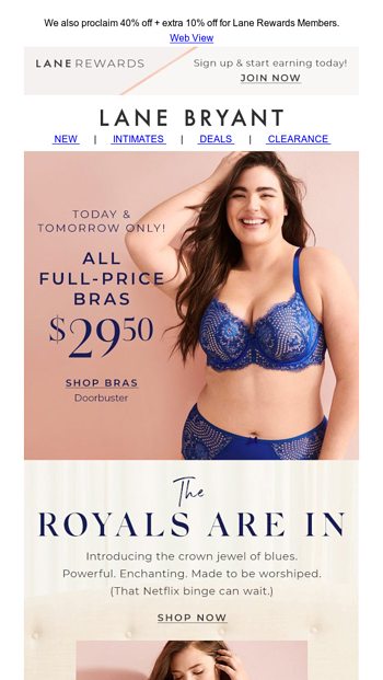 👑 Bras $29.50 👑 Fit for a queen. - Lane Bryant Email Archive