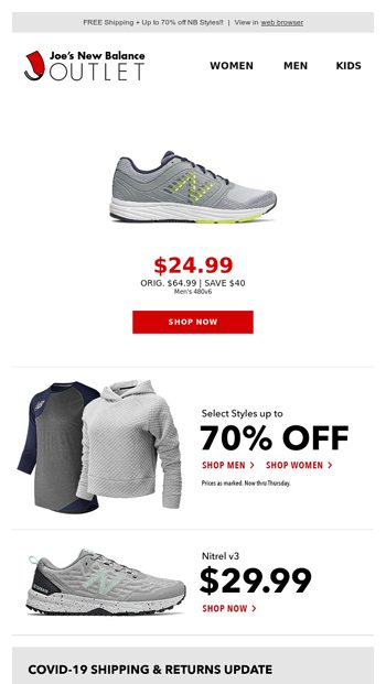 joe's new balance outlet return policy