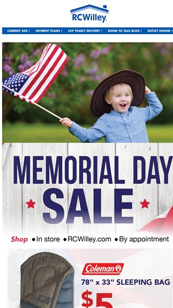 Memorial Day Savings Start Thursday Rc Willey Email Archive