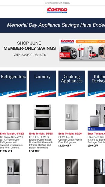 costco memorial day sale refrigerator