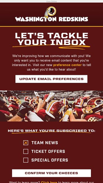 Washington Redskins Email Newsletters