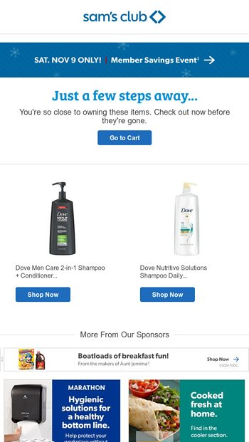 You still have items in your cart - Sam's Club Email Archive