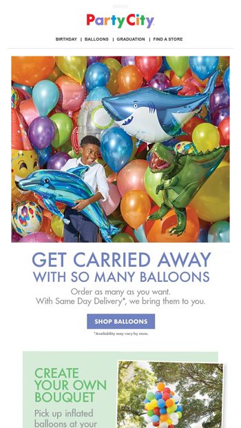 Does party city deliver 2024 inflated balloons