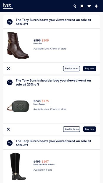 The Tory Burch boots you viewed went on 