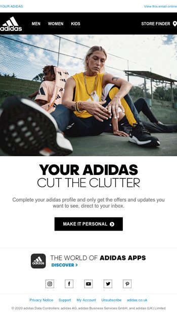 Personalise your adidas account and cut 