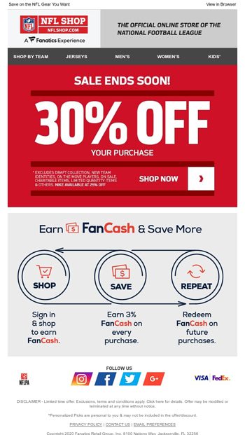 30 off nfl shop