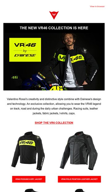 The NEW VR46 collection by Dainese is here - Dainese Email Archive