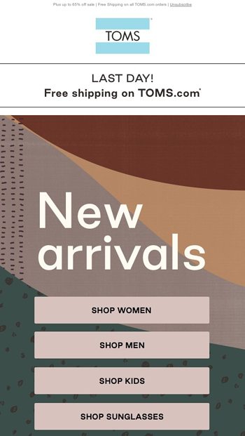 NEW ARRIVALS + free shipping on TOMS 