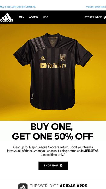 MLS jerseys: Buy one, get one 50% off 
