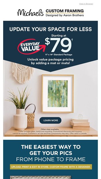 michaels custom framing canada
