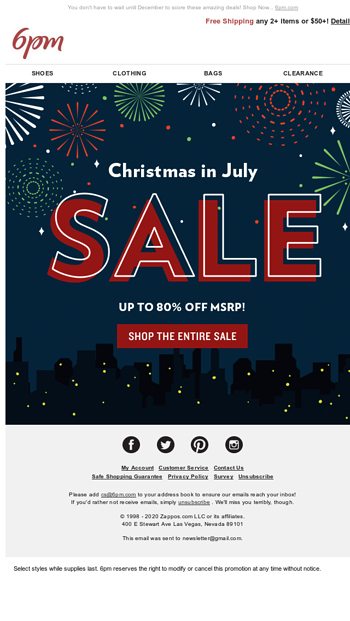 The Christmas in July Sale starts now 6pm Email Archive